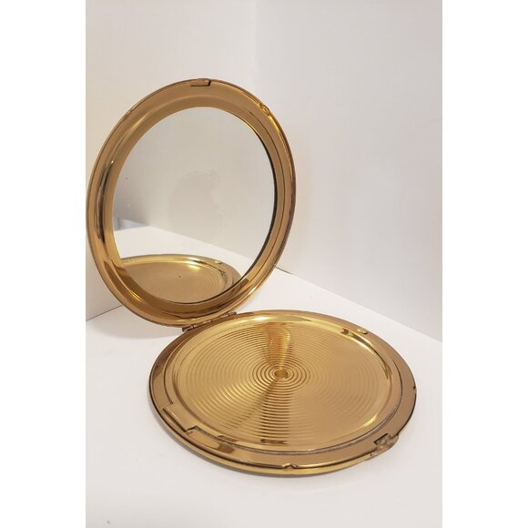 Vintage Gold Tone Compact: Crinoline Lady Design, Vanity Mirror - Picture 2 of 10